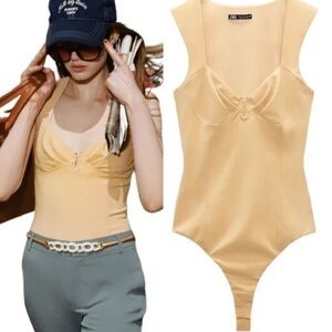 Zara Women's Bodysuit Sleeveless w/ Metal Detail